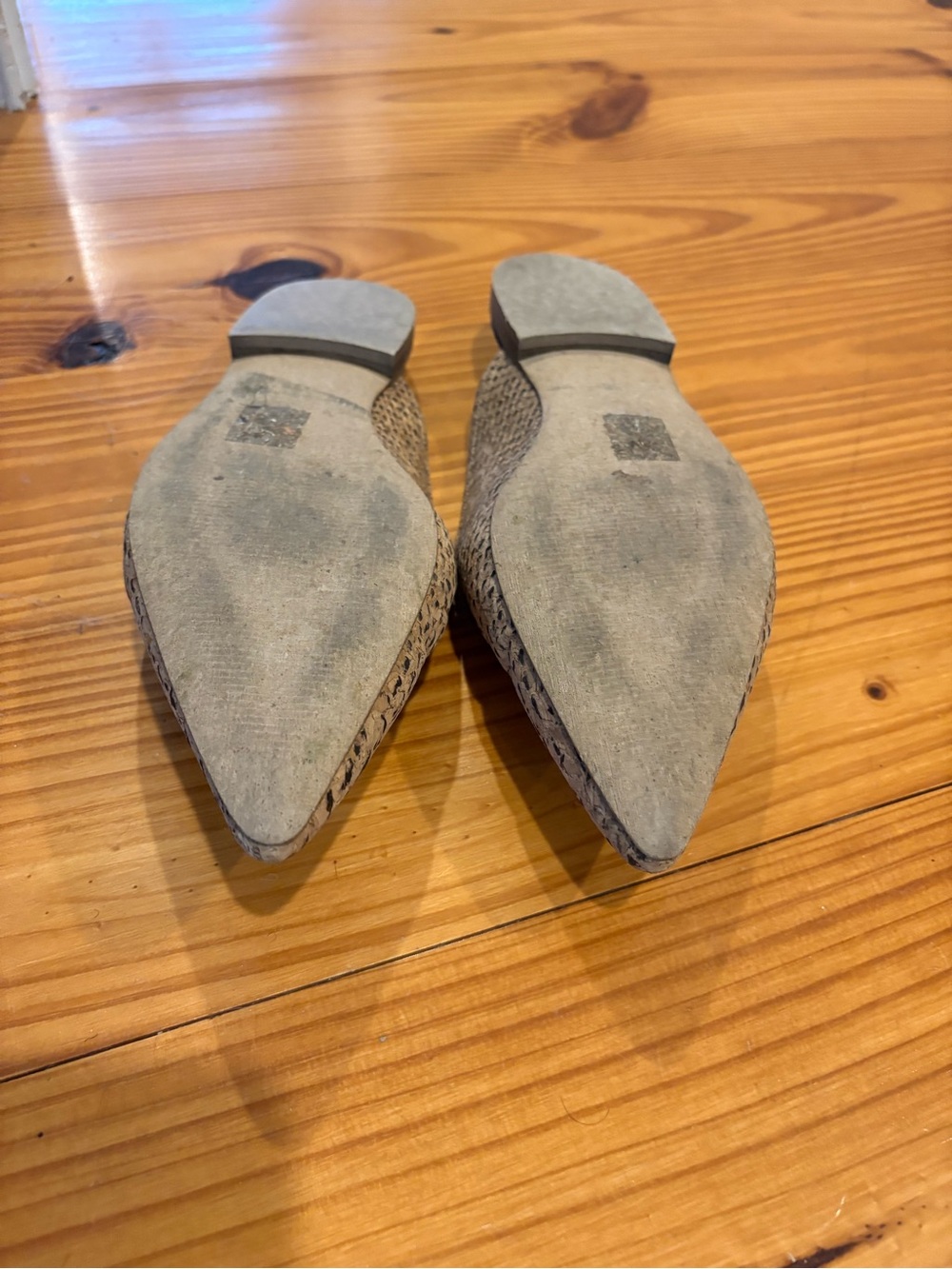 Textured Tan Pointed-Toe Slip-On Mules - Picture 5 of 5